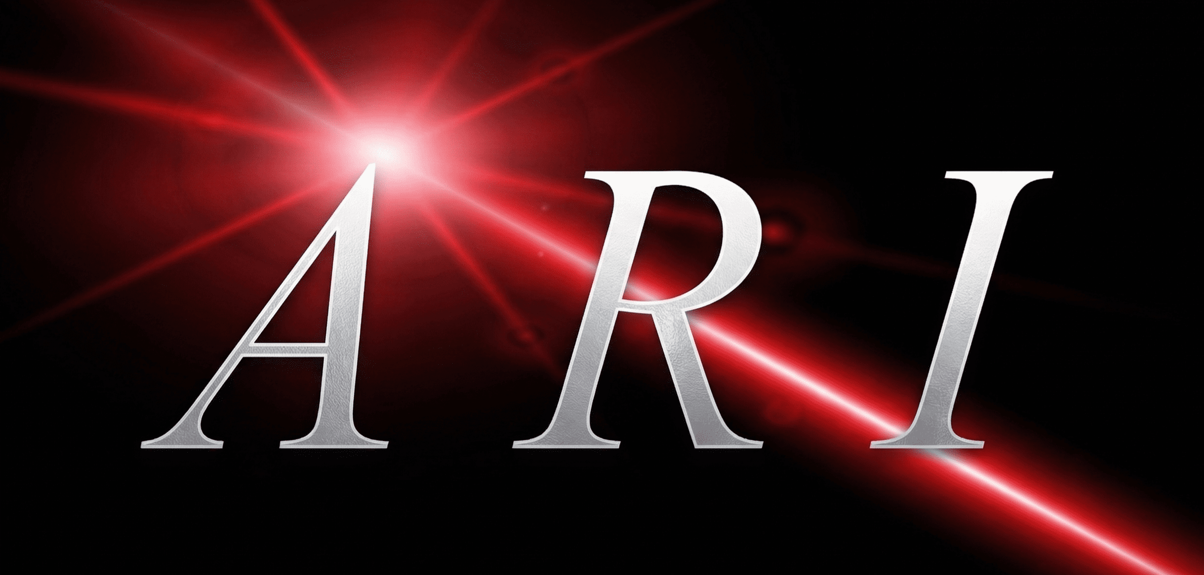 ARI text with red laser background.