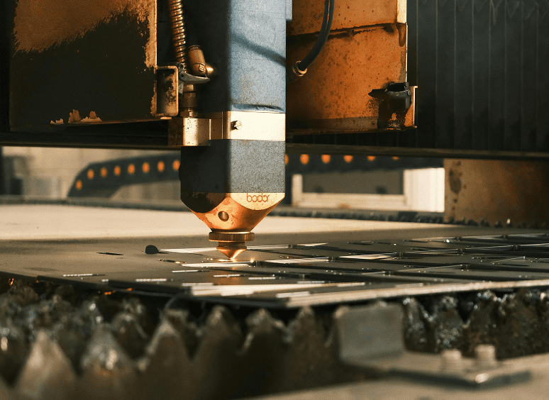 Industrial laser cutting metal sheet