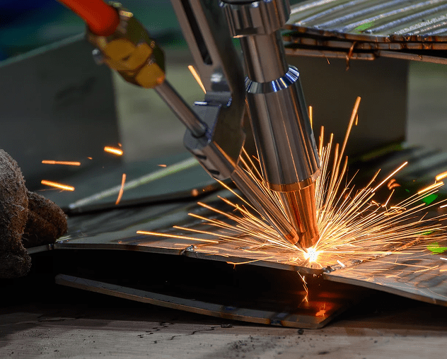 Welding sparks from a metal cutting torch.