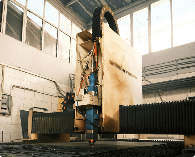 Automated cutting equipment inside workshop