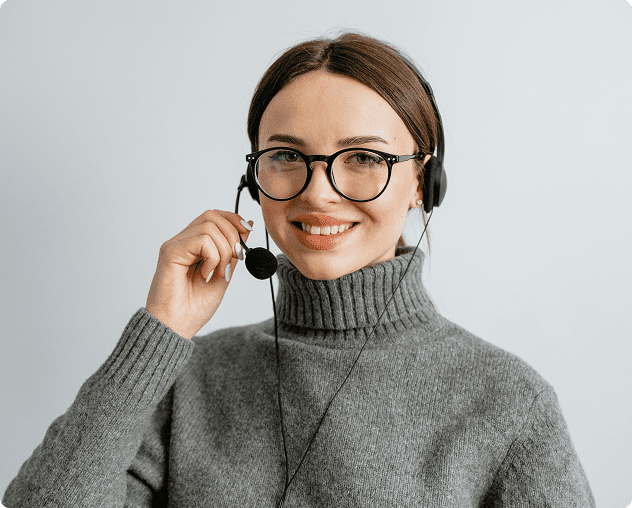 Woman wearing headset and glasses