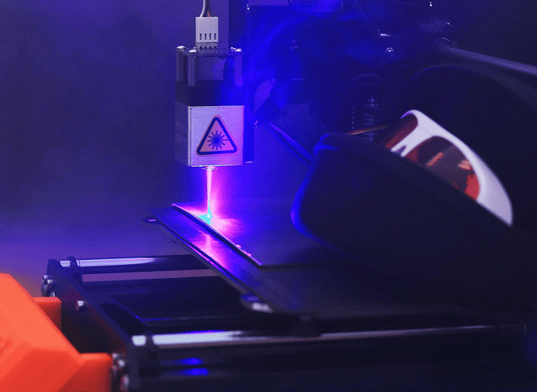 Laser cutting machine in action
