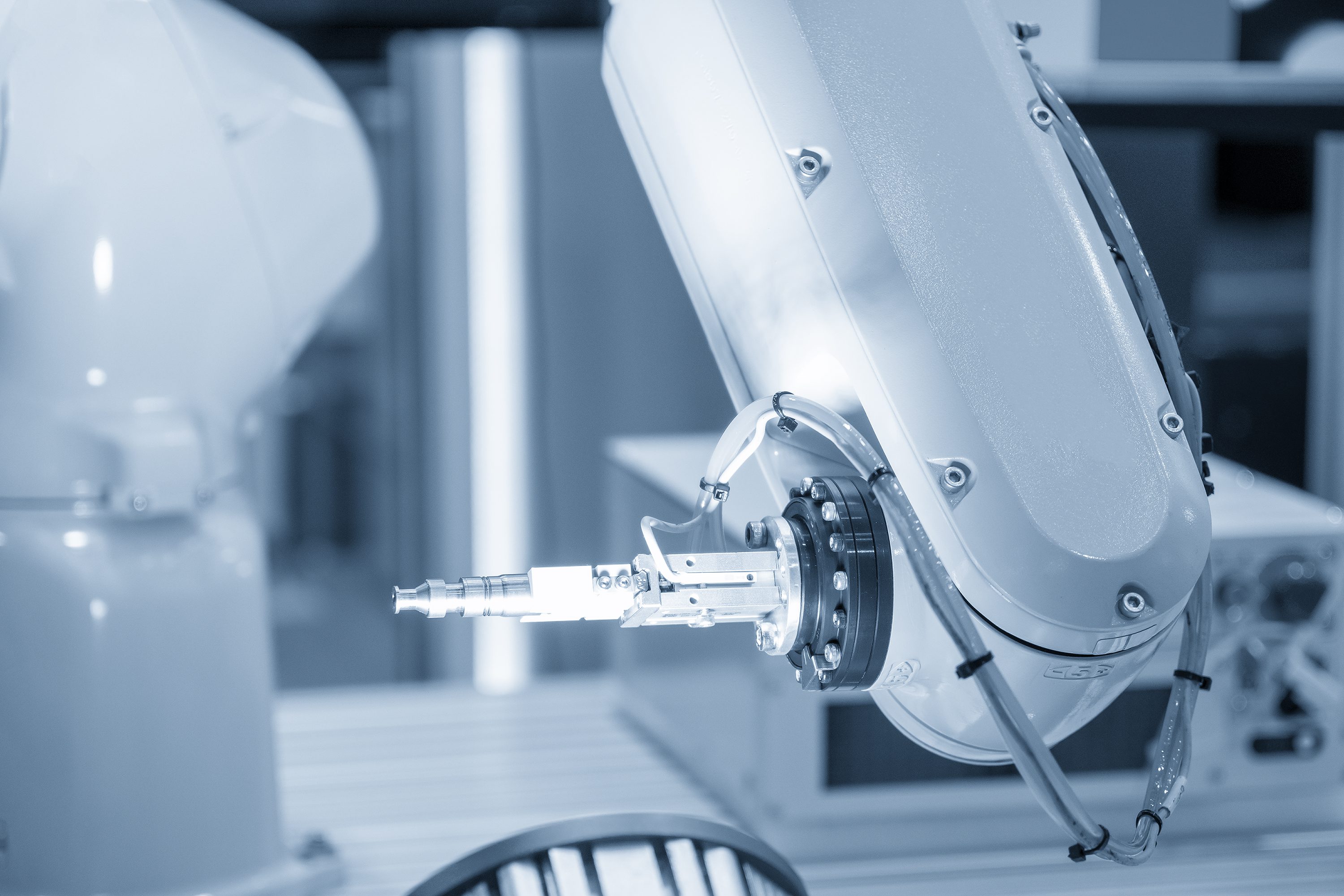 Robotic arm in a laboratory setting.