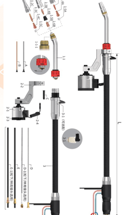 Welding equipment diagram with labeled components.