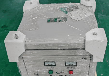 Wrapped electrical equipment with control panel.